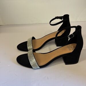 Madden NYC Black Sparkly Block Heeled Sandals